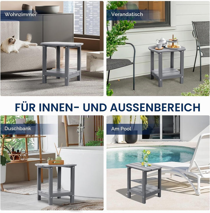 NALONE Adirondack Beistelltisch 16,5" Outdoor-Beistelltisch HDPE Kunststoff Doppelter Adirondack Kle