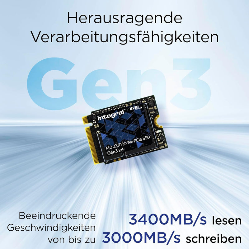 Integral 256GB NVMe M.2 2230 SSD PCIe Gen3 x4 - Read Speed bis zu 3000MB/s, Write Speed bis zu 1800M