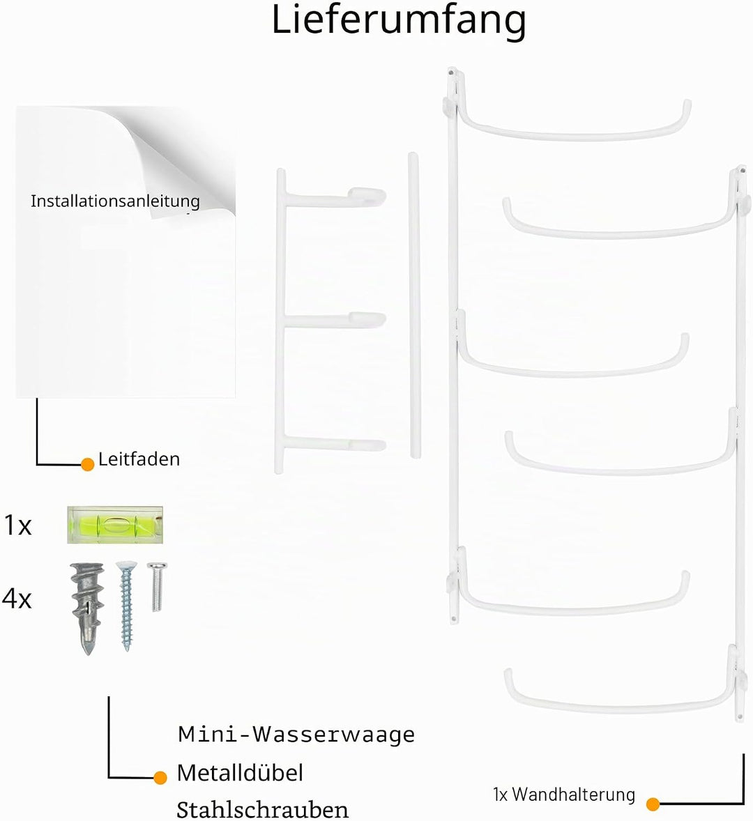 Wallniture Guru Wandhalterung Yogamatte Heim Gym Ausrüstung Widerstandsbänder und Schaumstoffrollenh