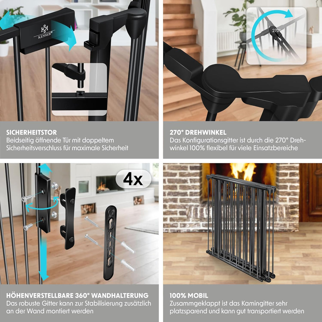 KESSER® Kaminschutzgitter mit Tür 305 cm Metall Ofenschutzgitter Laufgitter Laufstall Absperrgitter