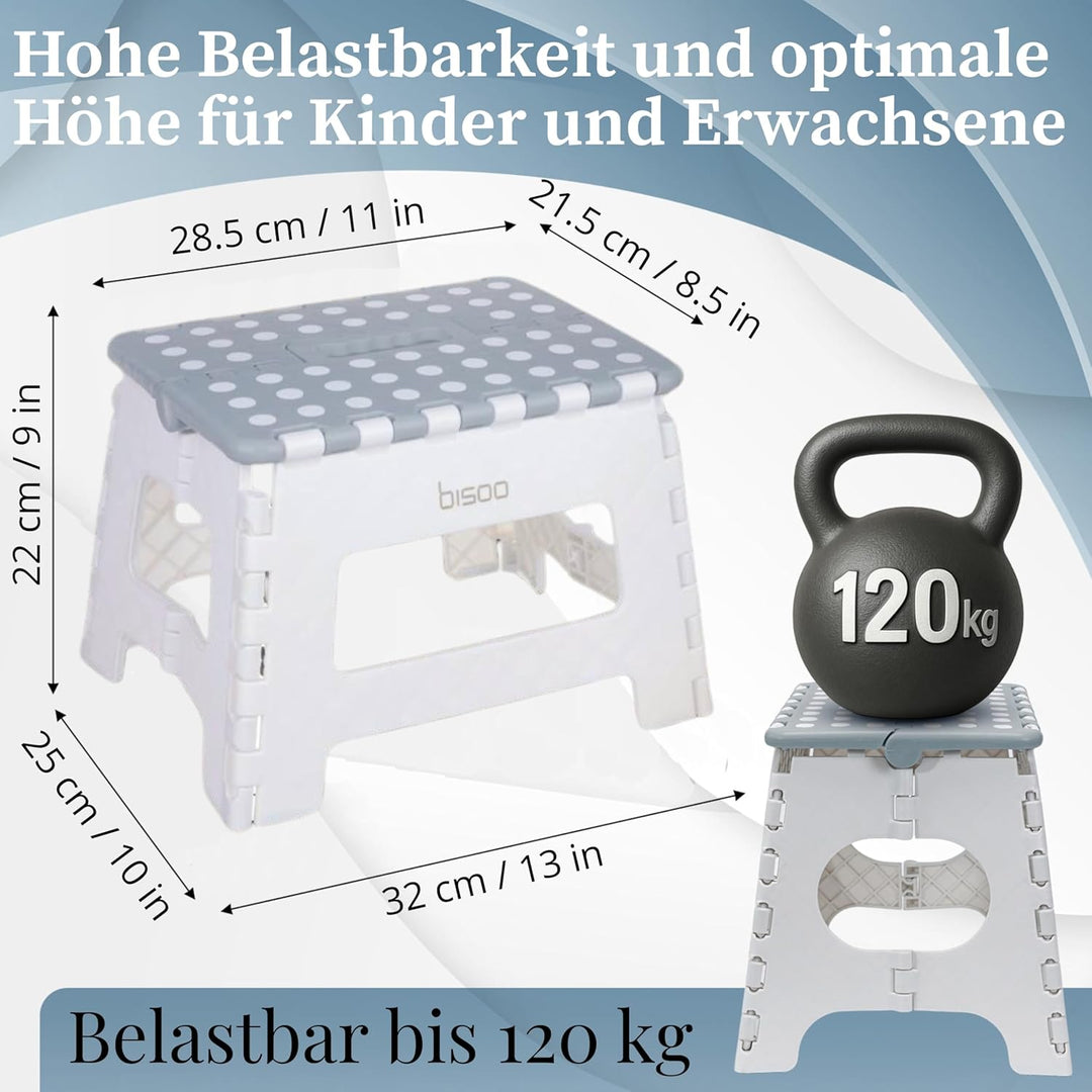 BISOO Tritthocker Kinder - Klapphocker Faltbar 120Kg für Bad & Küche - Hocker Klappbar für Kinder &