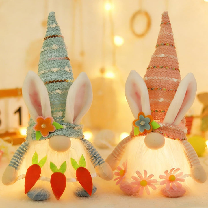 Osterdeko Wichtel, 2 Stück Ostern Deko Wichtel Figuren mit LED Licht, 26 cm Gross Osterwichtel Puppe