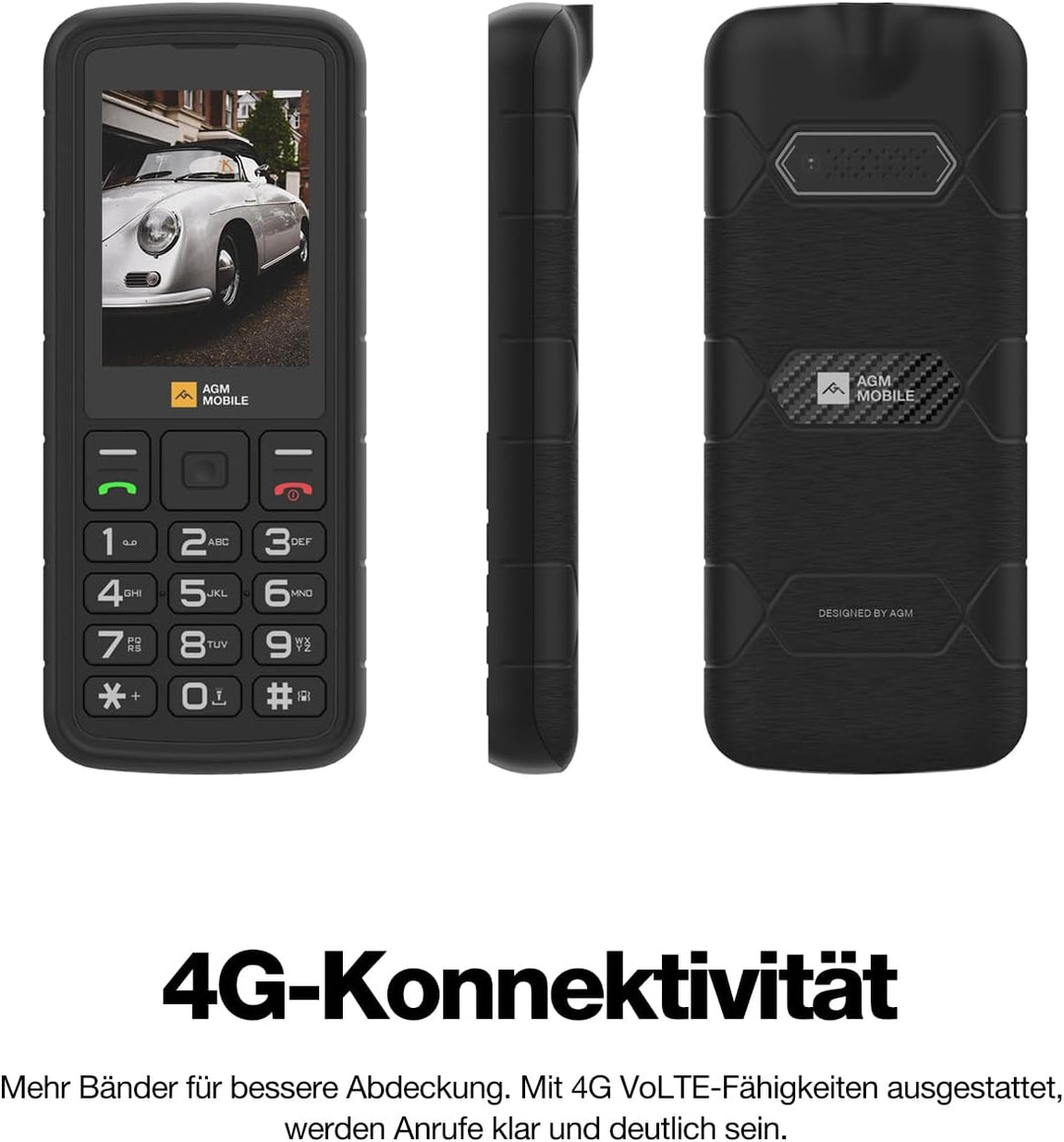 AGM M9 Handy ohne Vertrag, 2.4 Zoll Farbdisplay,Robust, Batterie 1000 mAh,(IP68),Stossfest,Baustelle