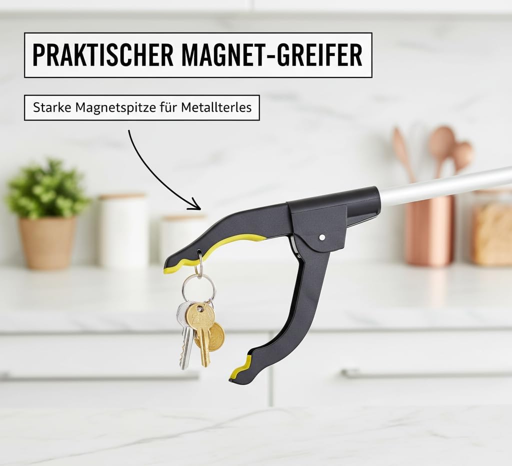 ANGEL 10er Set Greifzange 76 cm – Aluminium Müllgreifer mit Magnetspitze, Ergonomischer Handgriff, M