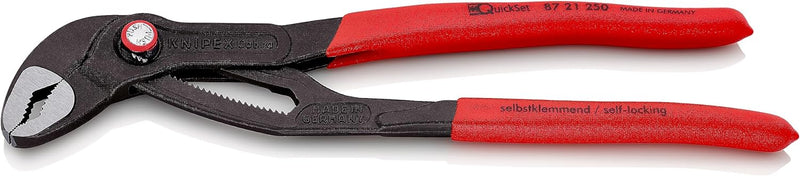 KNIPEX Cobra QuickSet, Wasserpumpenzange | Rohrzange, Chrom-Vanadium, atramentiert, 250 mm, 87 21 25