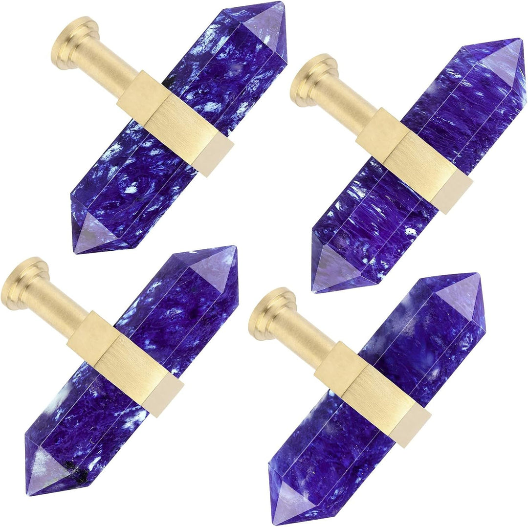 mookaitedecor Satz von 2 blauem Schmelzquarz Sechseck Double Kristall Punkte Schublade Knöpfe mit Sc