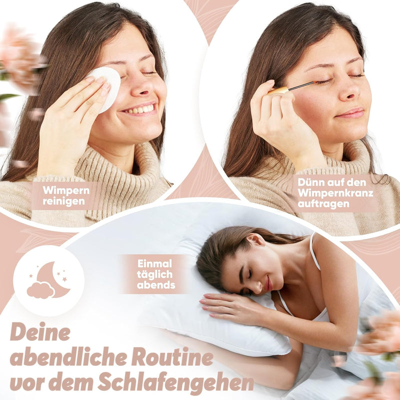 Mavelle Lash Booster | Wimpernserum Testsieger [Hormonfrei & Vegan] Schnelle Wirkung für lage, dicht