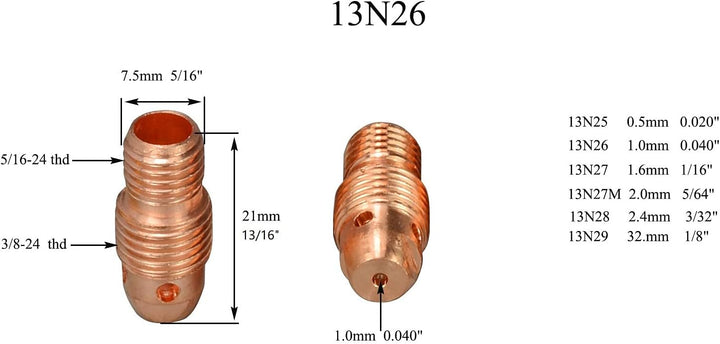 RIVERWELD WIG Spannhülsengehäuse Gasdüsen Zurück Cap sortierte Grösse der Fit DB SR WP 9 20 25 WIG S