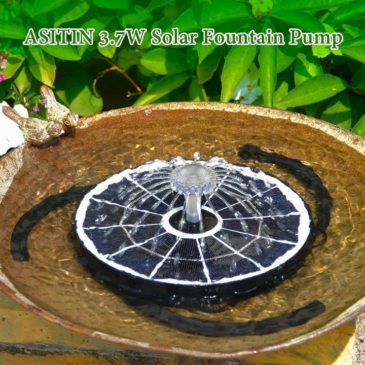 AISITIN Solarbrunnen für Draussen, Solar Springbrunnen für Aussen 3,7W mit 4 Sprüh Effekten,Solar Te