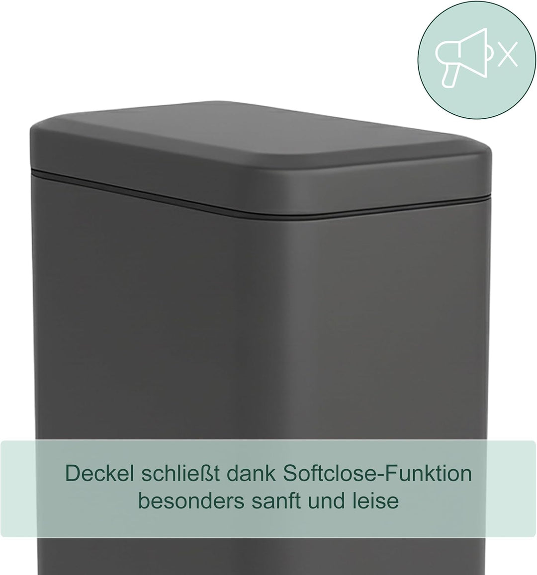 Relaxdays Mülleimer Bad, 5 l, Kosmetikeimer mit Soft-Close, Matte Optik, entnehmbarer Inneneimer, Tr