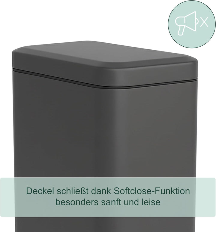 Relaxdays Mülleimer Bad, 5 l, Kosmetikeimer mit Soft-Close, Matte Optik, entnehmbarer Inneneimer, Tr