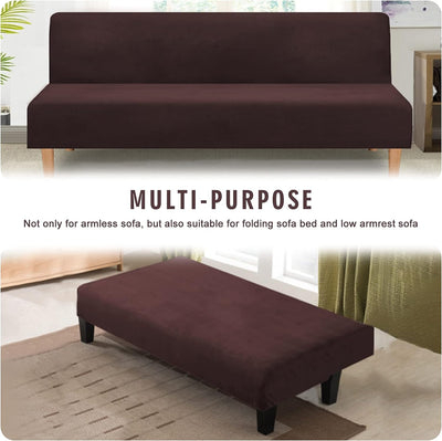 Mingfuxin Armlose Schlafsofabezüge, Stretch-Samt Futon Couchbezug Dicke weiche gemütliche Sofa Schon