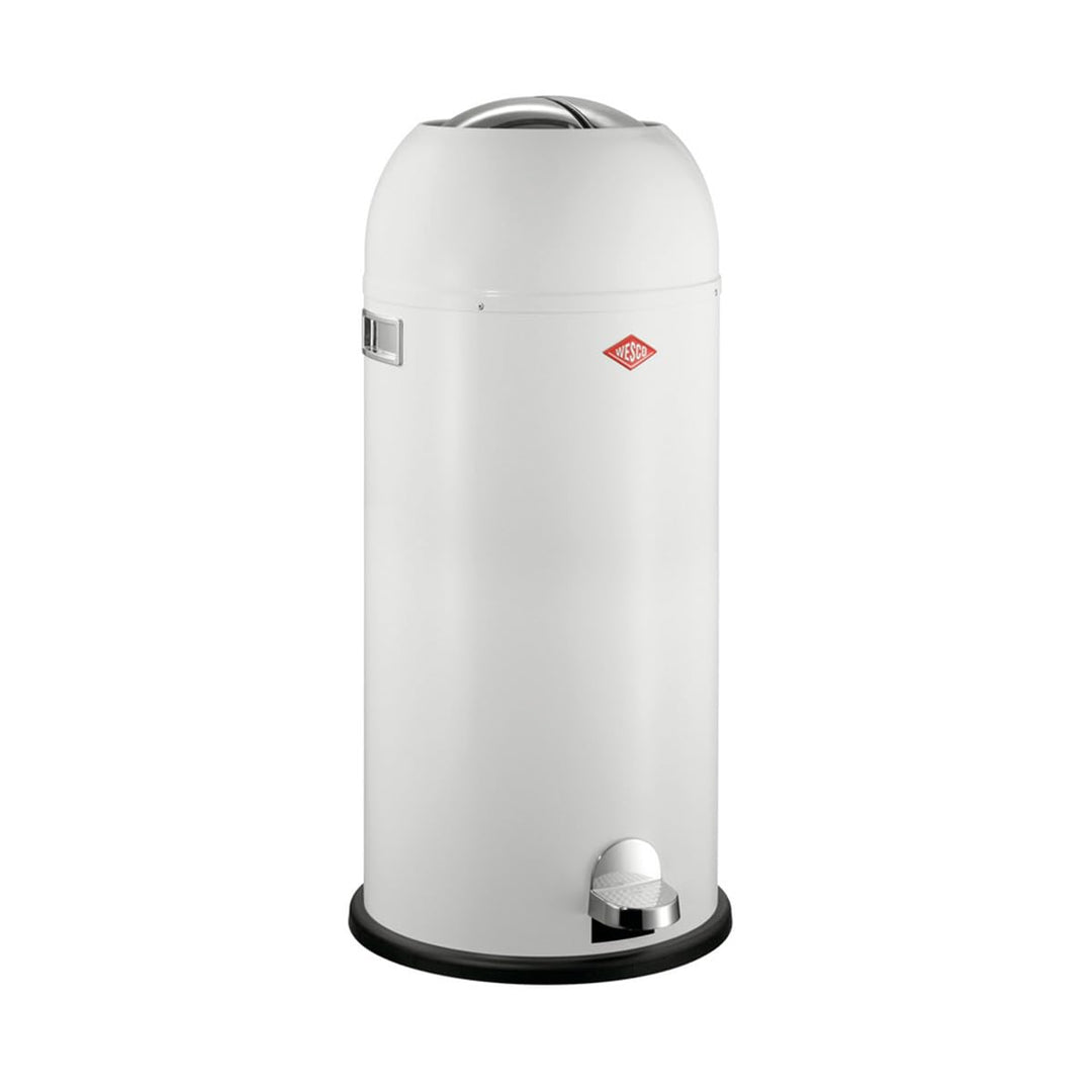 Wesco Kickmaster Maxi Abfallsammler in der Farbe weiss, pulverbeschichtetes Stahlblech, eingebauter