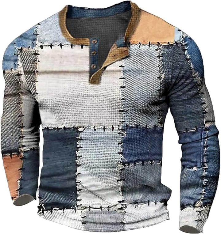 Herren-T-Shirt mit Langen Ärmeln, bedrucktem, modisch, lässig Tops Unterziehen Weiss S, Weiss S