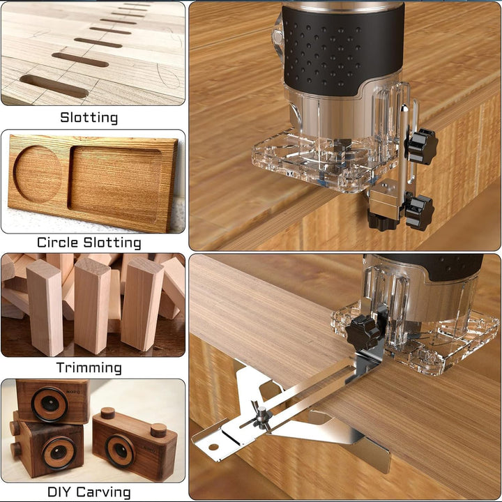 Oberfräse Trimmer Einhandfräse Kantenfräse Holz Fräse Multifunktionsfräse 800 W, 30000 U/min, 1/4" 1