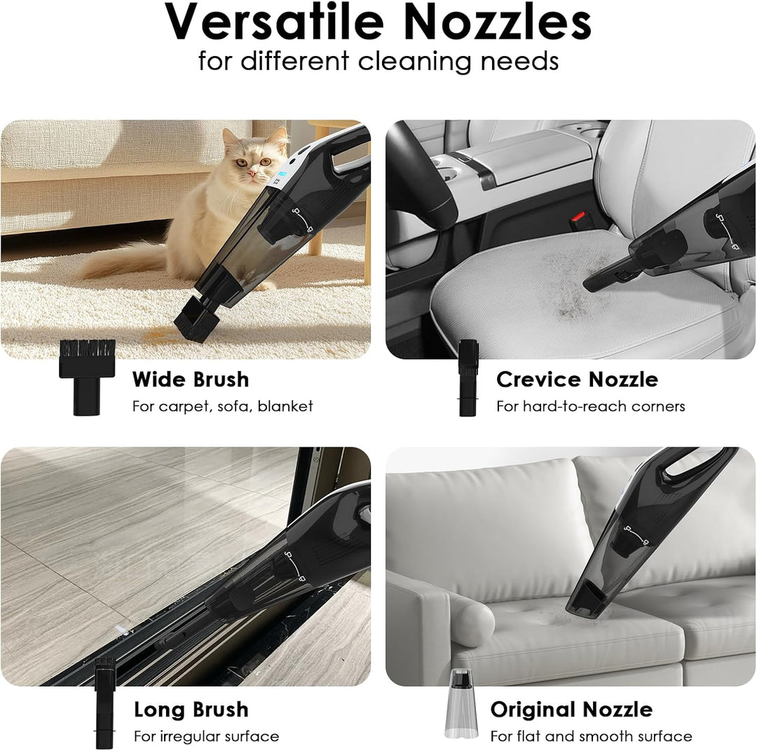 Minthouz Handstaubsauger Akku, 12.6V Leistungsstarker Autostaubsauger mit Waschbar HEPA-Filter LED T