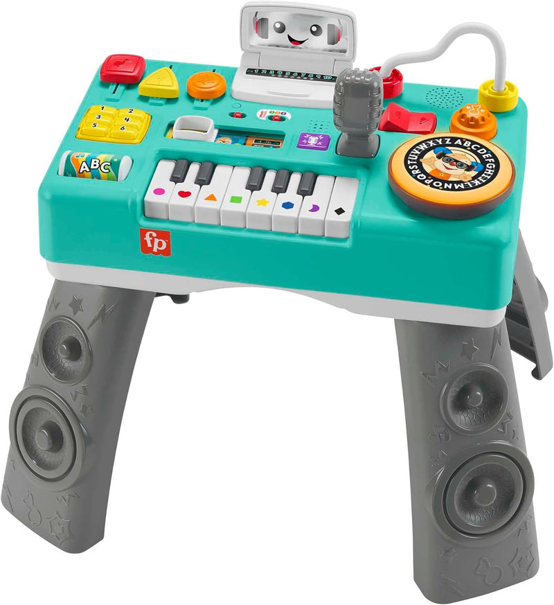 FISHER-PRICE Lernspass DJ Spieltisch - musikalisches Lernspielzeug mit 3 Klavierspielmodi, UK VERSIO