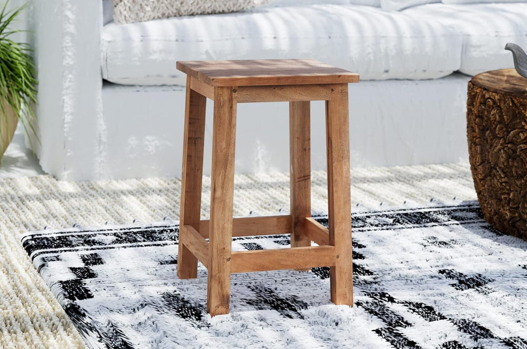 DESIGN DELIGHTS RUSTIKALER Holz SITZHOCKER Madero | 48x30x30 cm (HxBxT), Recyclingholz | Holzhocker