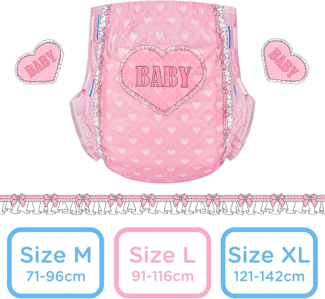 LittleForBig Erwachsenen Gedruckten Windeln 10 Stück - Blushing Baby (X-Large 121-142 CM) Rosa XL, R