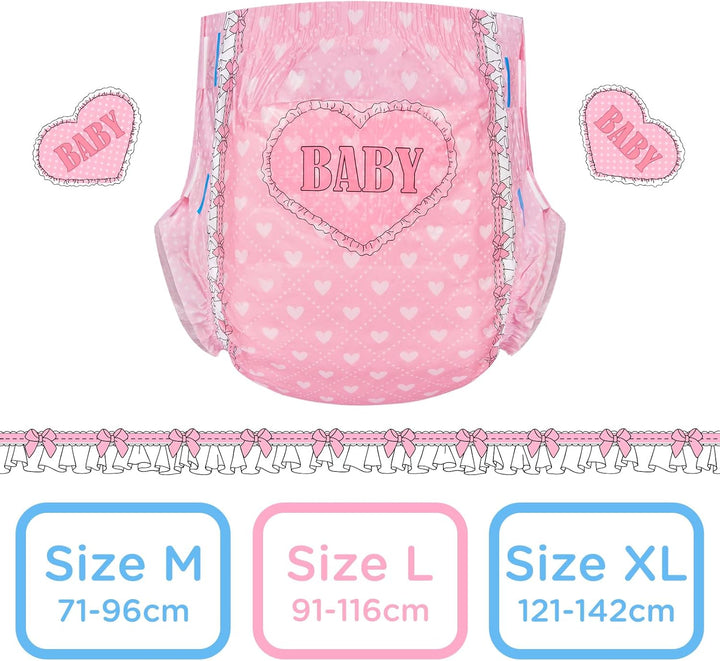 LittleForBig Erwachsenen Gedruckten Windeln 10 Stück - Blushing Baby (X-Large 121-142 CM) Rosa XL, R