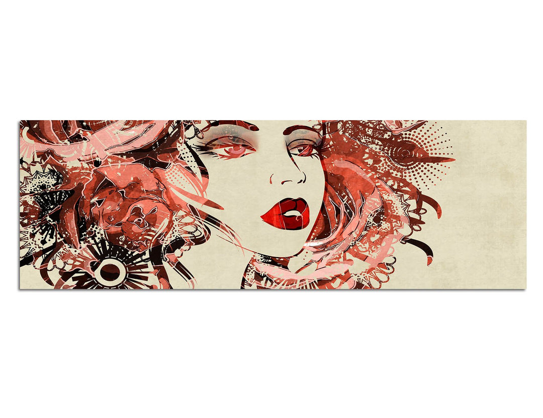 Paul Sinus Art Panoramabild auf Leinwand und Keilrahmen 120x40cm Malerei Mädchen Gesicht Portrait Bl
