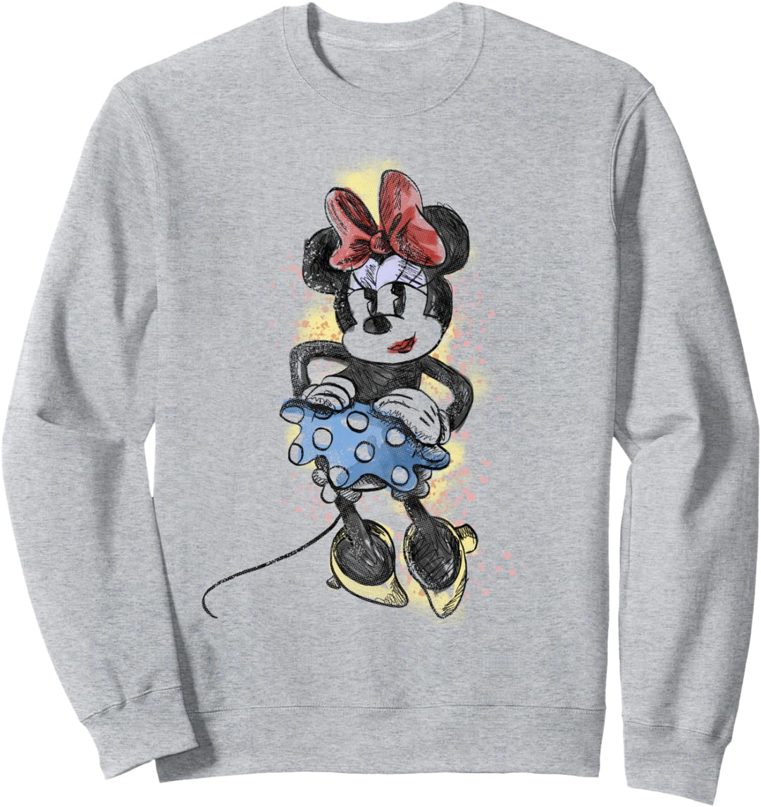 Disney Mickey And Friends Minnie Artsy Sketch Portrait Sweatshirt