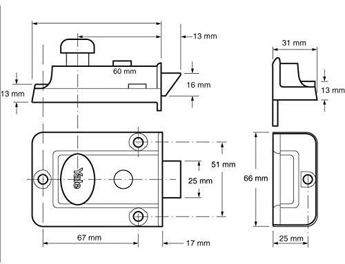 Yale Locks 77 Nachtriegelschloss Chromfinish 60 mm Dornmass Chrome Finish 60mm Backset Box, Chrome F
