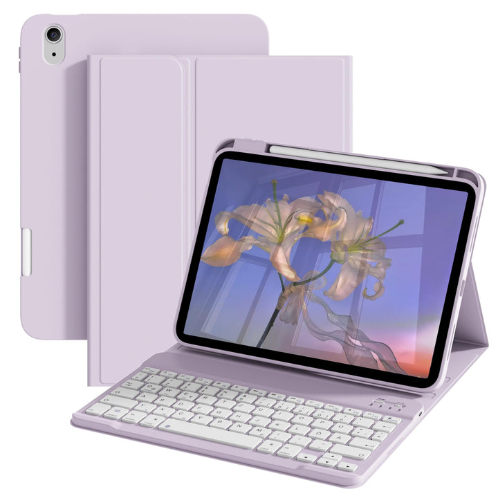 Hülle mit Tastatur für iPad A16 11 Generation2025/10 Generation 2022, (11/10.9 Zoll), 7-farbige Magn