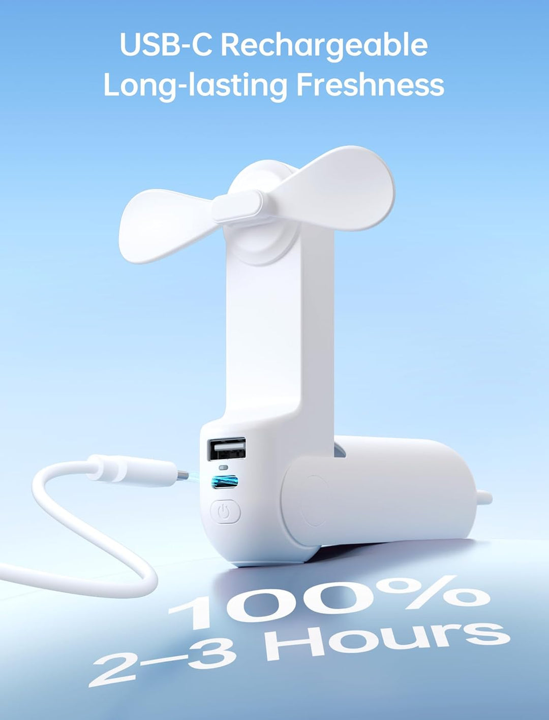 JISULIFE Mini Handventilator, 3-in-1 Handventilator, wiederaufladbarer USB [12–19 Betriebsstunden] m