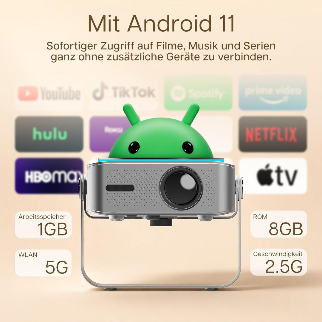 Beamer mit WiFi &amp; Bluetooth von MMOBIEL – Native 1080P, 320 ANSI, 4K Unterstützung, Auto Trapezkorre