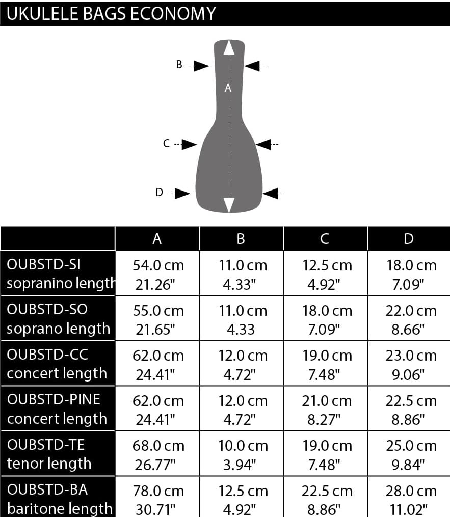 Ortega Guitars OUBSTD-TE Ukulelen Tasche mit Zwei Schultergurte für Gitarre