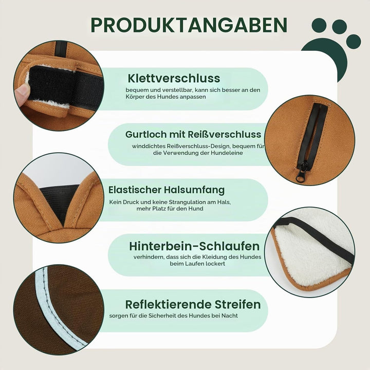 Kuoser Wasserdicht Hundemantel Hundejacke für Kleine Mittelgrosse Hunde, Reflektierende Leinwand Win