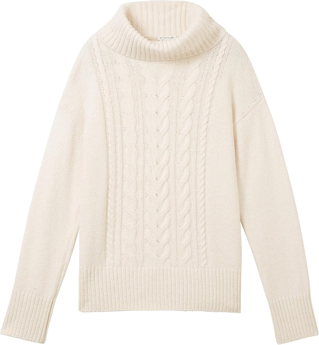 TOM TAILOR Damen Strickpullover mit Rollkragen XXS 17573 - Soft Beige Melange, XXS 17573 - Soft Beig