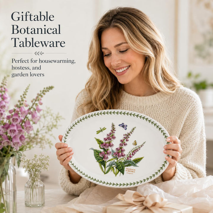 Portmeirion Home &amp; Gifts - Botanic Garden Collection - Ovale Platte - 13 Zoll - Fingerhut (Mehrfarbi