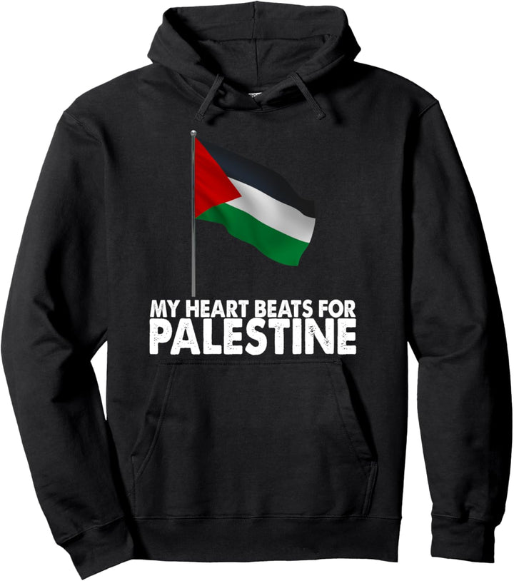 Palestinian Flag My Heart Beats For Palestine Pullover Hoodie