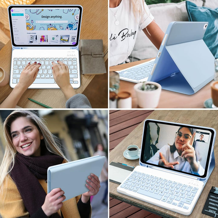 Hofsos Hülle mit Tastatur für IPad 11/10 Generation (2025/2022, 11/10.9 Zoll) - Abnehmbare Magnetisc