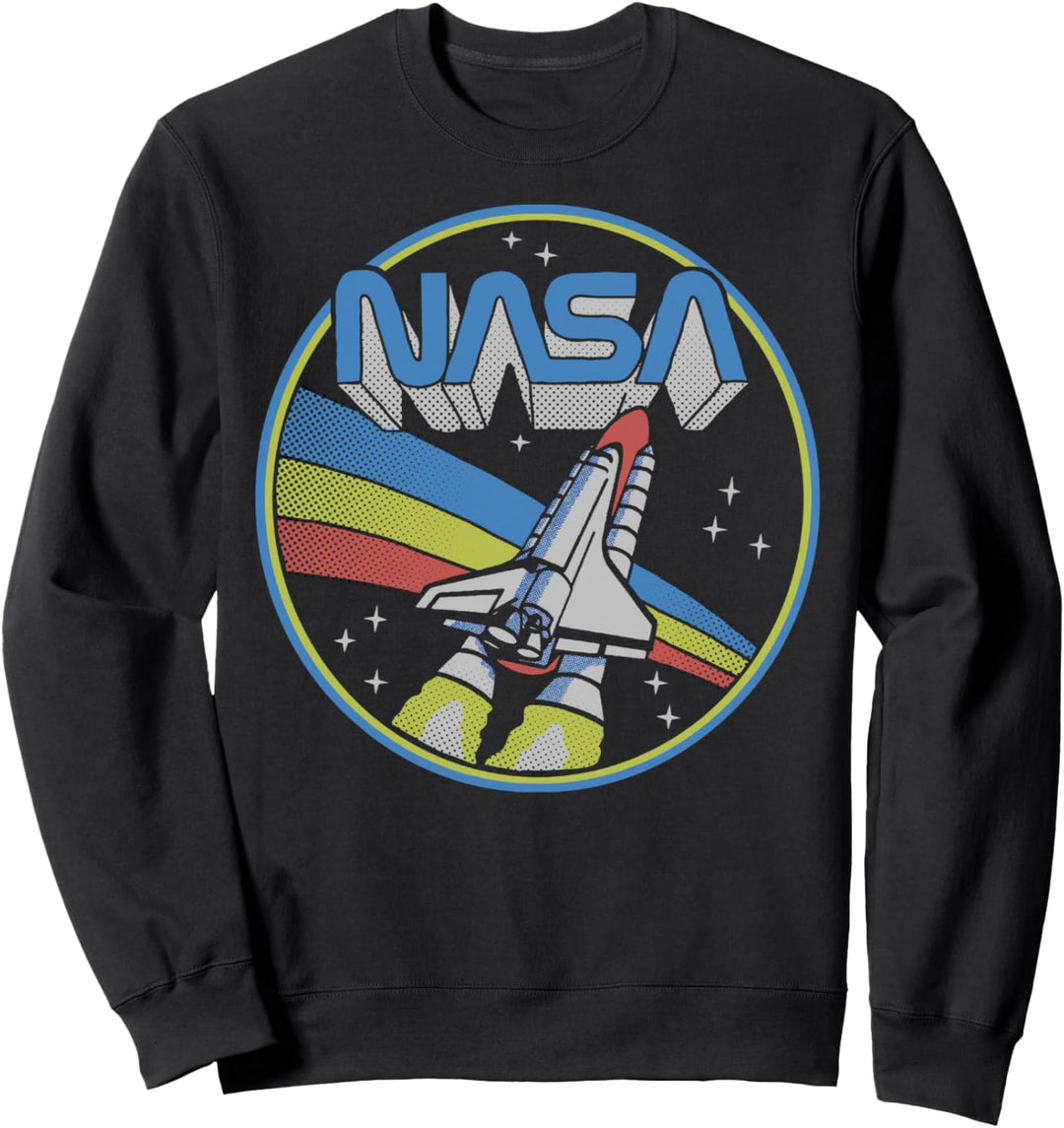 NASA Retro Rainbow Rocket Launch Circle Sweatshirt