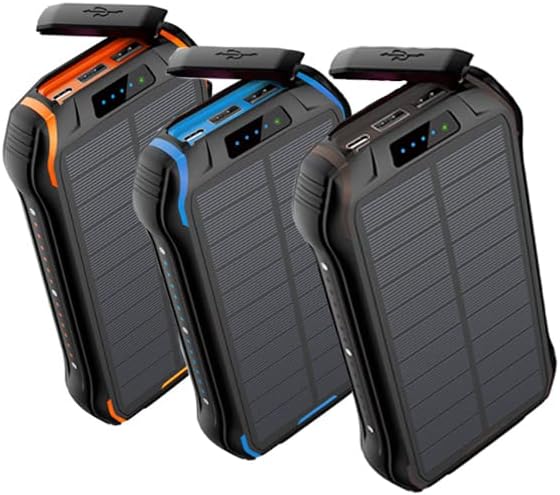 ERBILON Vielseitige 26800mAh Smart Solar Powerbank: Wasserdichtes Solarladegerät mit USB-C, 2 Eingän