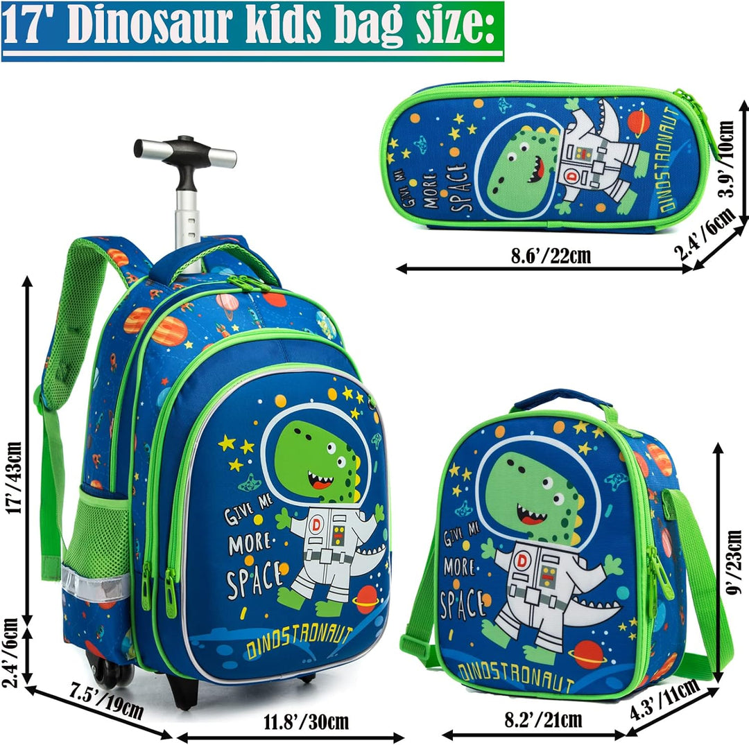 Rucksack Junge Schulranzen Trolley Schulrucksack Mädchen Teenager 3PCS 17” Kinder Schultrolley Geeig
