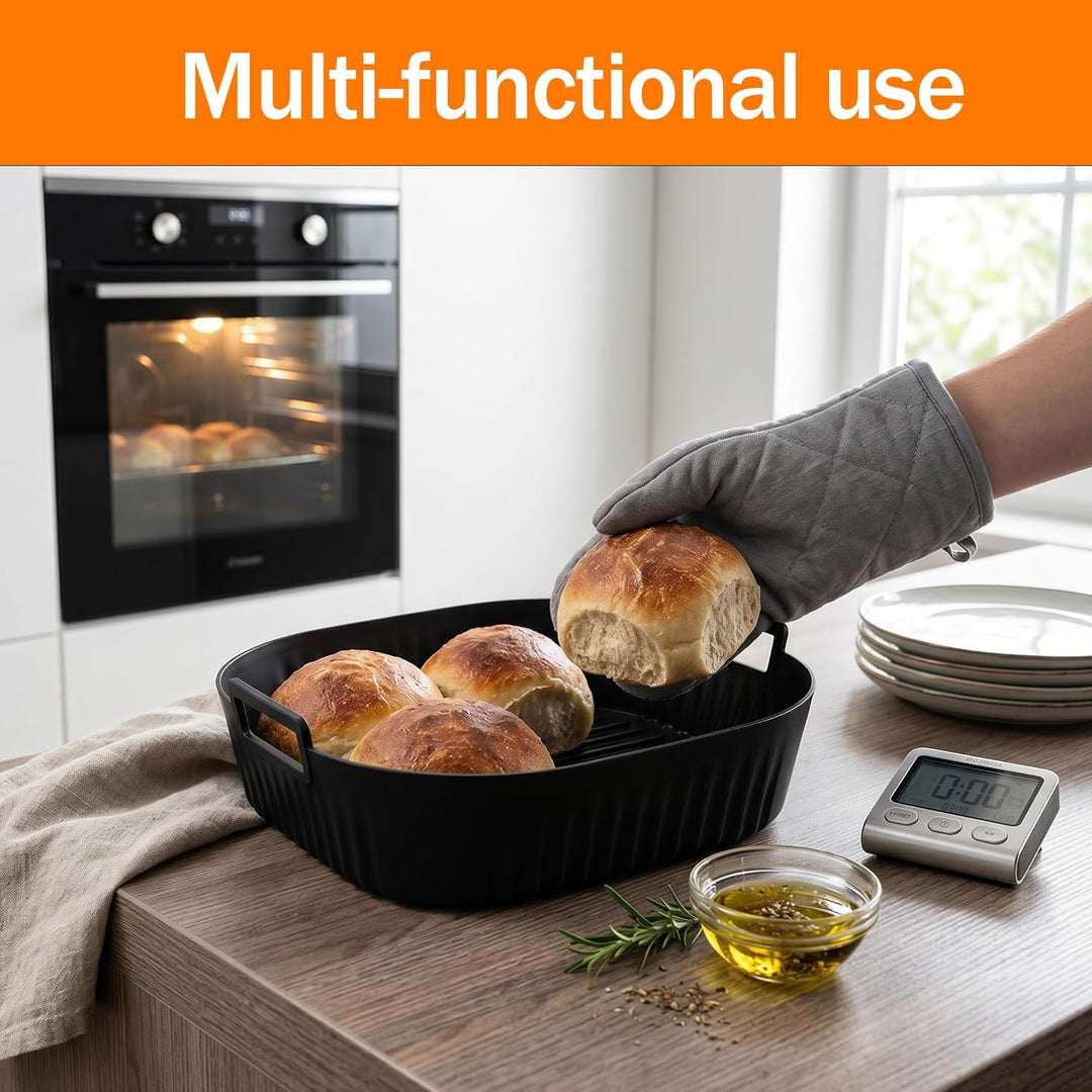 3 Stück Airfryer Silikon Zubehör für Ninja Crispi Pro AS101 Spritzschutzgitter + Silikonauskleidung