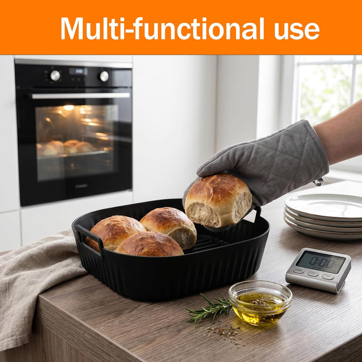 3 Stück Airfryer Silikon Zubehör für Ninja Crispi Pro AS101 Spritzschutzgitter + Silikonauskleidung