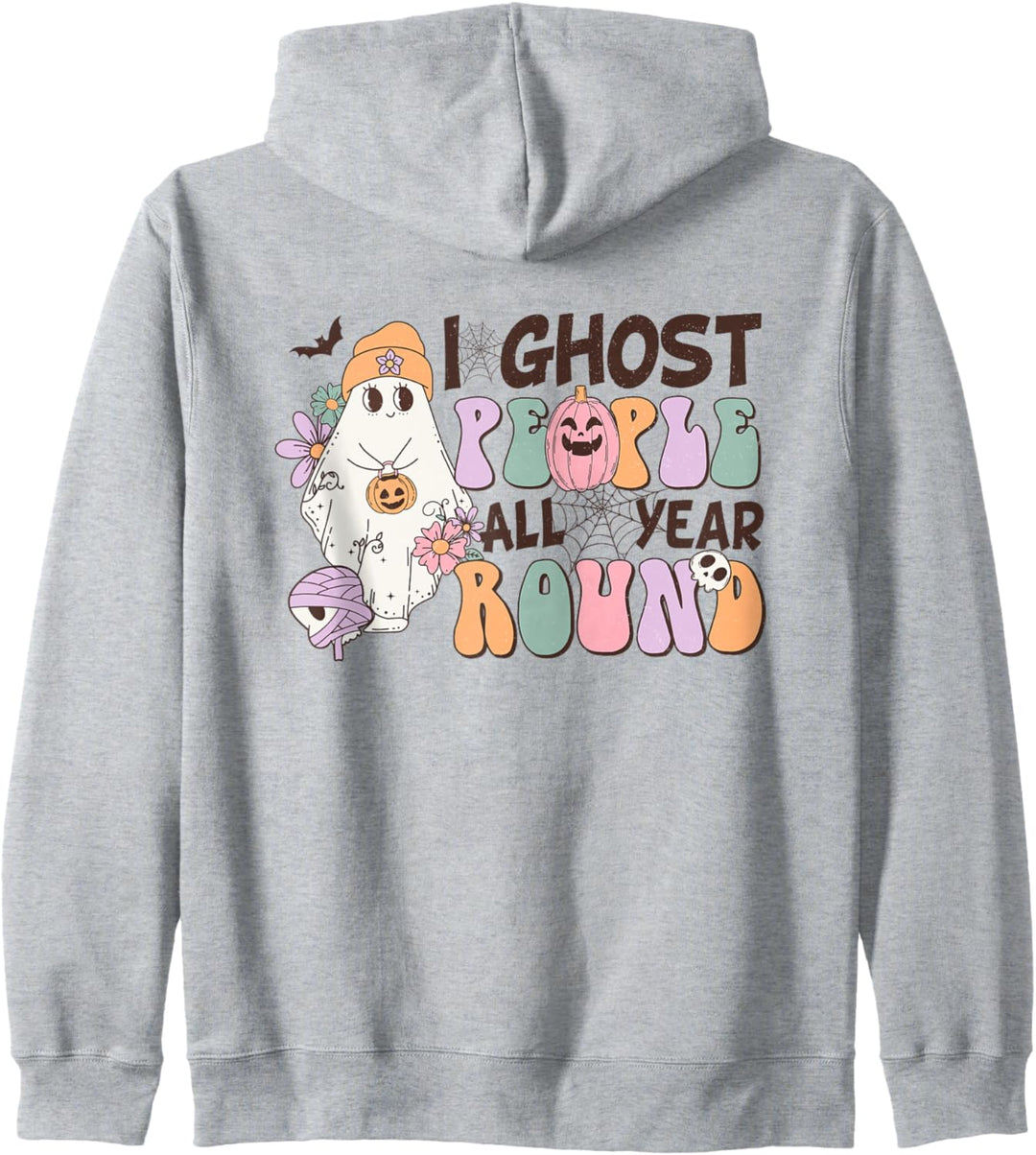 Lustiges Halloween-Design „I Ghost People All Year“ Kapuzenjacke