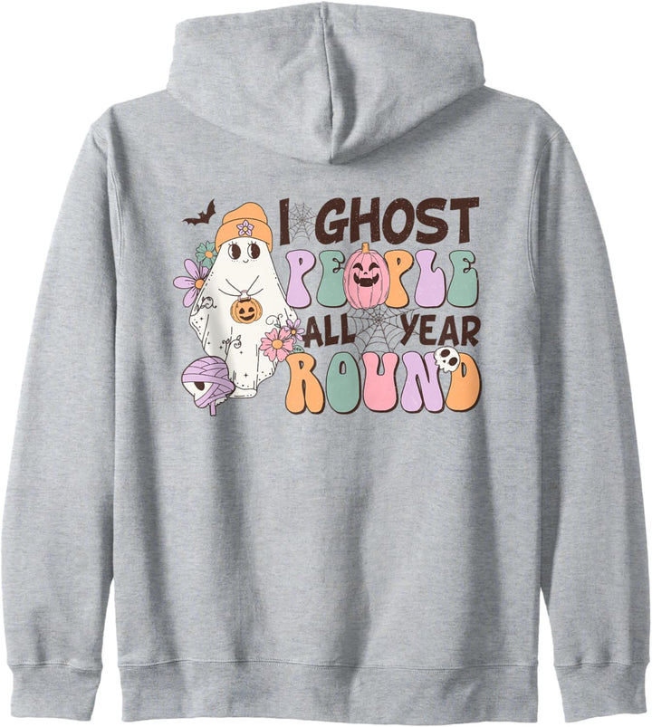 Lustiges Halloween-Design „I Ghost People All Year“ Kapuzenjacke