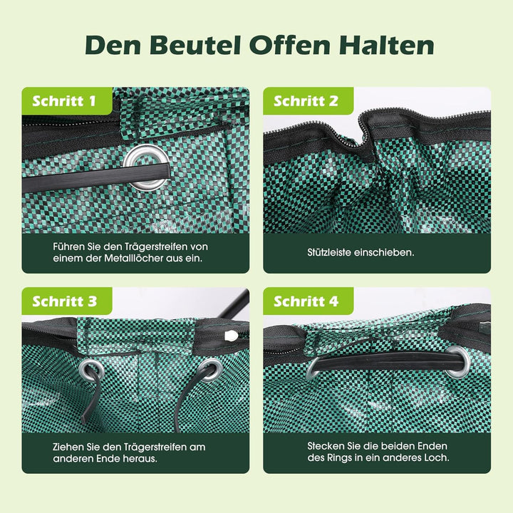 Miaglury 3X 272L Gartenabfallsack Stabil mit Deckel & inkl. Handschuhe - Gartensack Laubsack Gross,