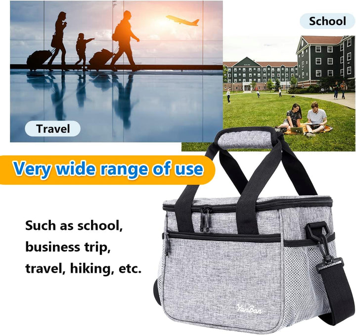 10L Lunchtasche Kühltasche Picknicktasche für Picknick/Strand/Arbeit/Reise, Grau