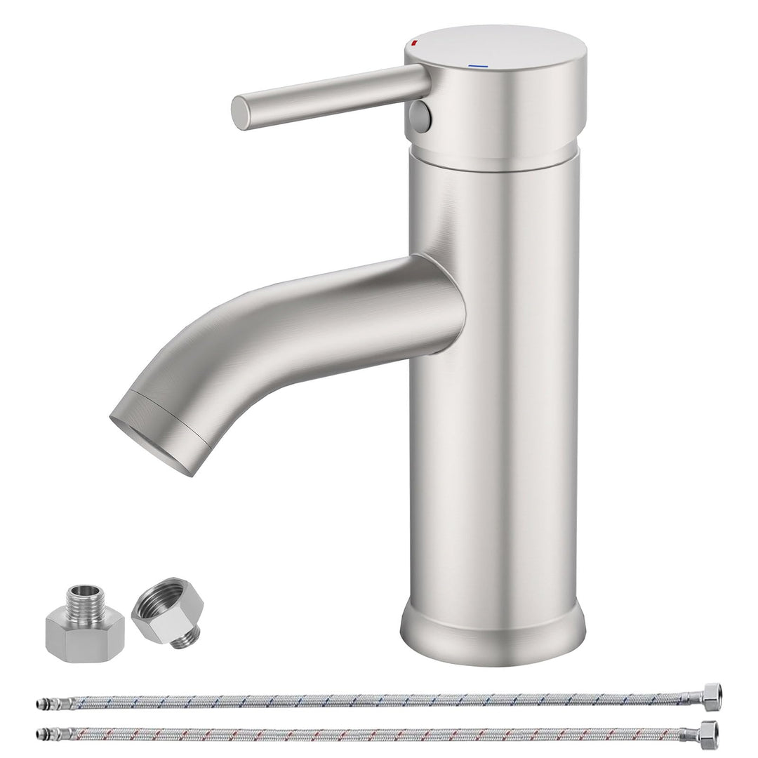 Wasserhahn Bad Gebürstet Nickel, Messing Einhebelmischer Waschbecken Armaturen, Mischbatterie Waschb