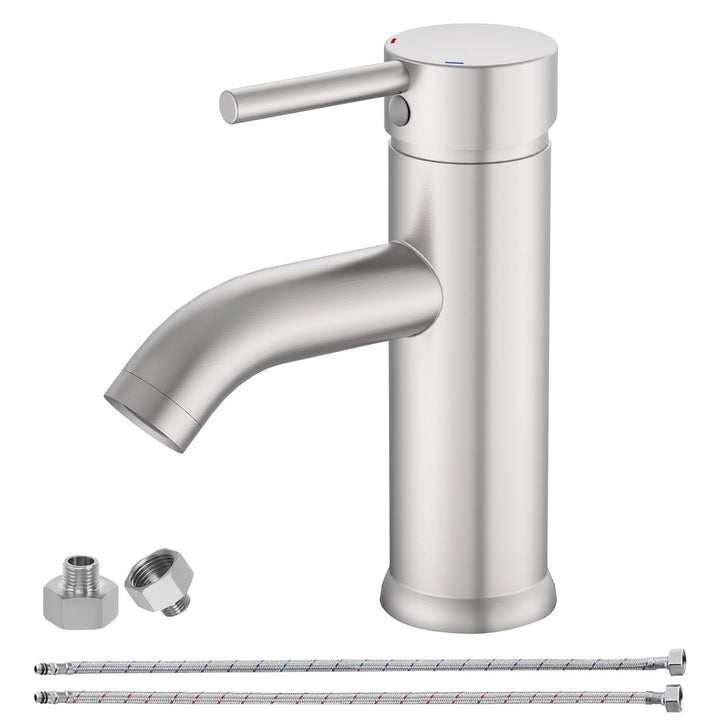 Wasserhahn Bad Gebürstet Nickel, Messing Einhebelmischer Waschbecken Armaturen, Mischbatterie Waschb
