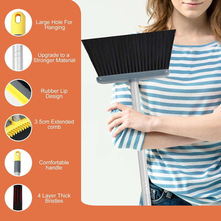 Jekayla Besen und Kehrschaufel Set, Kehrmaschine und Kehrschaufel Combo mit 137cm Langem Ausziehbare