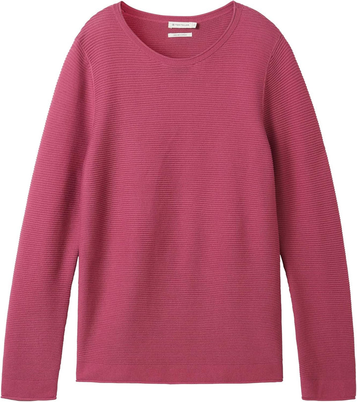 TOM TAILOR Damen Basic Strickpullover aus Bio-Baumwolle XS 16348 - Pink Velvet, XS 16348 - Pink Velv