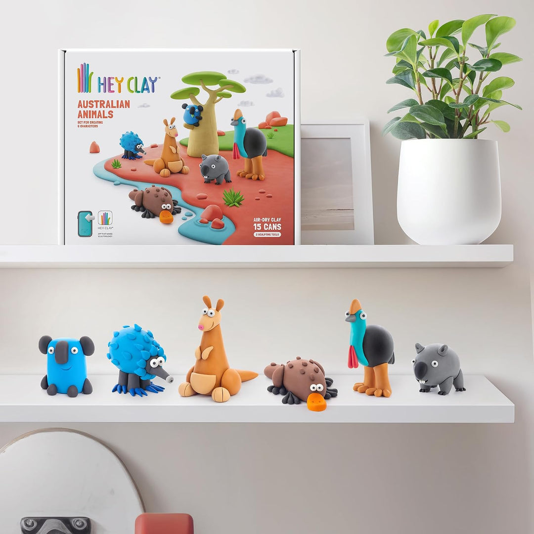 HEY CLAY - 15 Dosen lufttrocknende Knete für Kinder ab 3 Jahren - Kreatives Bastelset - Modelliermas